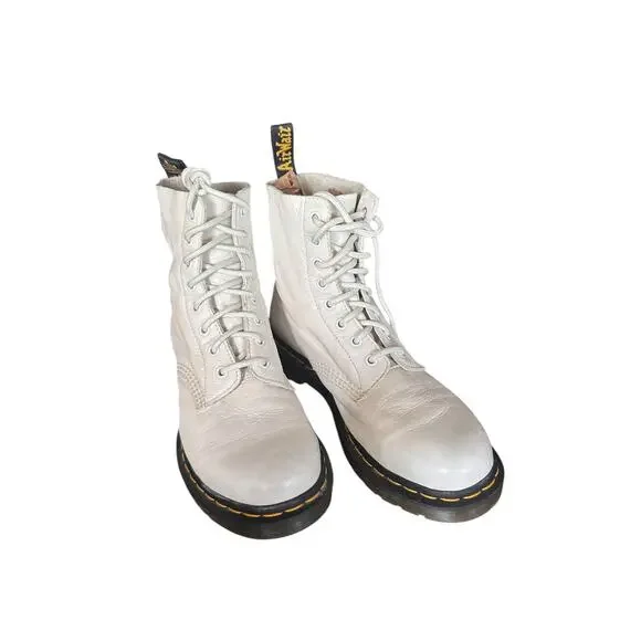 Dr. Martens 1460 Pascal Virginia Leather Boots White Women’s Size 9 (EU 41) - Picture 3 of 12